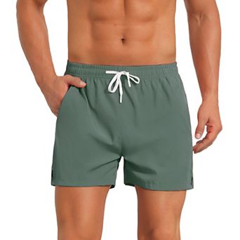 Summer Beach Shorts for Men's with Pockets Elastic Waist Solid Board Shorts