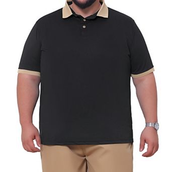 Men's Big & Tall Polo Shirts Contrast Collar Short Sleeves Breathable Casual Polo Shirt