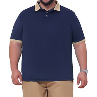 Men's Big & Tall Polo Shirts Contrast Collar Short Sleeves Breathable Casual Polo Shirt