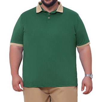 Men's Big & Tall Polo Shirts Contrast Collar Short Sleeves Breathable Casual Polo Shirt