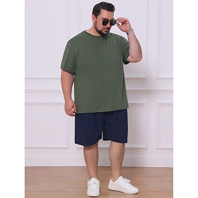 Men's Big & Tall Crew Neck T-Shirts Short Sleeves Plain Casual T-Shirt