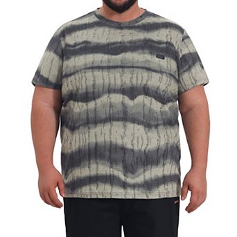Men's Big & Tall Tie-Dye Striped T-Shirt Crew Neck Short Sleeve Distressed Ripped T-Shirts