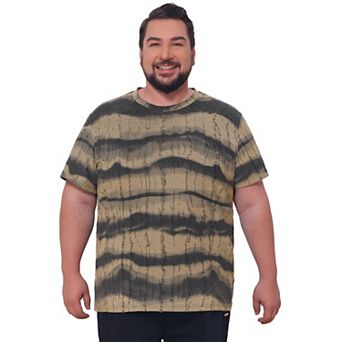 Men's Big & Tall Tie-Dye Striped T-Shirt Crew Neck Short Sleeve Distressed Ripped T-Shirts
