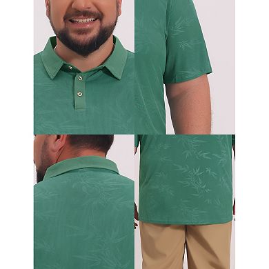 Men's Big & Tall Leaf Printed Polo Shirts Summer Breathable Short Sleeve Golf Shirt