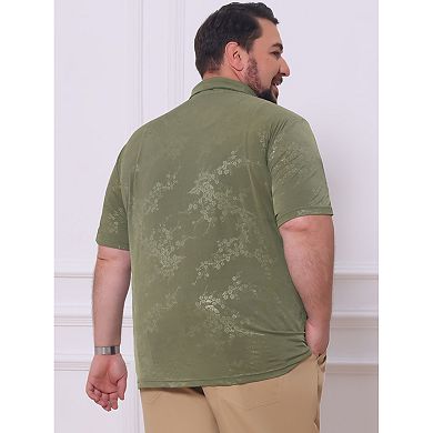 Men's Big & Tall Leaf Printed Polo Shirts Summer Breathable Short Sleeve Golf Shirt