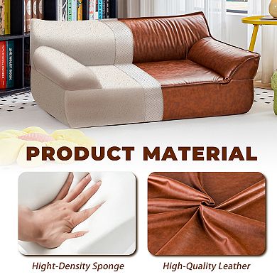Leather Dog Bed Couch for Large Dogs Under 70 lbs, Brown Luxurious Elevated Pet Sofa Indoor