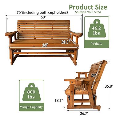 Fortune Candy 5 ft. Patio Glider 3-Seater with Cup Holders and High Roll Back
