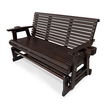 Fortune Candy 5 ft. Patio Glider 3-Seater with Cup Holders and High Roll Back