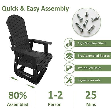 HIPS Swivel Patio Glider, Poly Lumber Weather Resistant Outdoor Chair