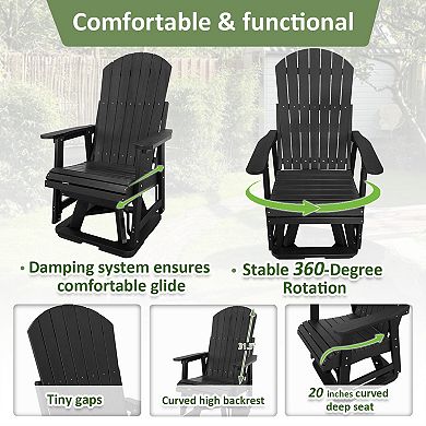 HIPS Swivel Patio Glider, Poly Lumber Weather Resistant Outdoor Chair