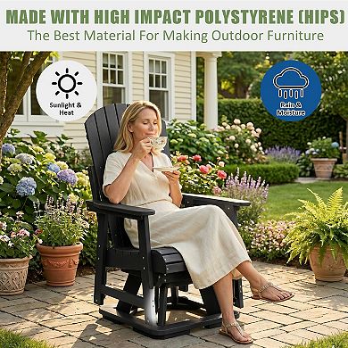 HIPS Swivel Patio Glider, Poly Lumber Weather Resistant Outdoor Chair
