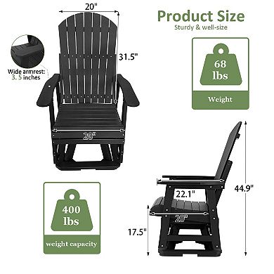 HIPS Swivel Patio Glider, Poly Lumber Weather Resistant Outdoor Chair