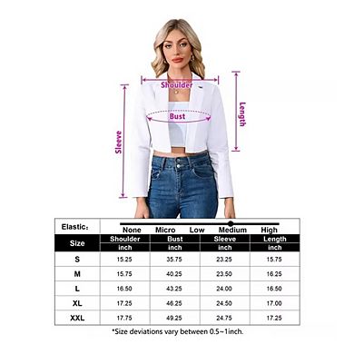 Women’s Cropped Blazer Business Casual Open Front Long Sleeve One Button Jacket