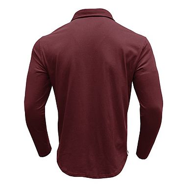 Men's Long Sleeved Button Cotton Polo Shirt with a Vintage Collar and Pocket
