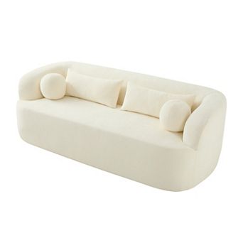 Whisen Chenille Boneless Couch, No Assembly Curved Cloud Couch with Pillows