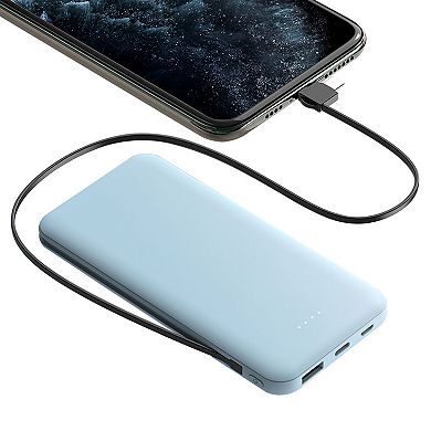 10000mAh Power Bank with Dual Cable for iOS & Android