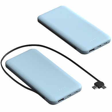 10000mAh Power Bank with Dual Cable for iOS & Android