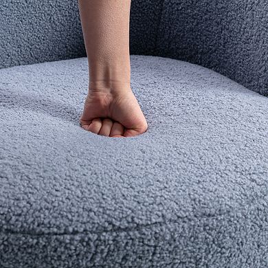 GOODSILO Comfortable Swivel Accent Armchair with Teddy Fabric Upholstery