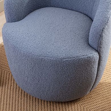 GOODSILO Comfortable Swivel Accent Armchair with Teddy Fabric Upholstery