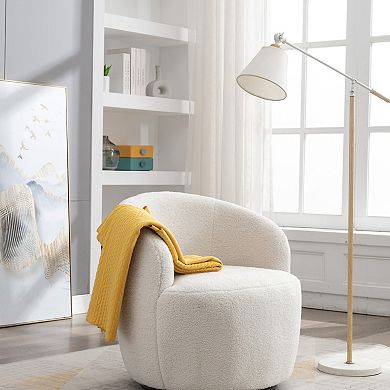 GOODSILO Comfortable Swivel Accent Armchair with Teddy Fabric Upholstery