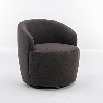 GOODSILO Comfortable Swivel Accent Armchair with Teddy Fabric Upholstery