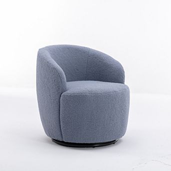 GOODSILO Comfortable Swivel Accent Armchair with Teddy Fabric Upholstery
