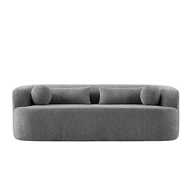 Whisen Chenille Boneless Couch, No Assembly Curved Cloud Couch with Pillows