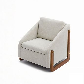 GOODSILO Chenille Fabric Upholstered Armchair with Wooden Side Frame Accent Leisure Chair