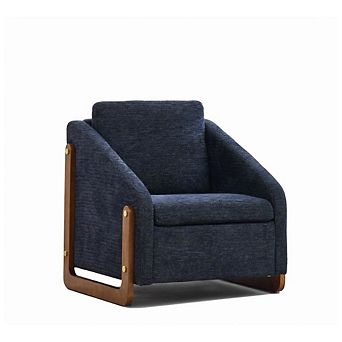 GOODSILO Chenille Fabric Upholstered Armchair with Wooden Side Frame Accent Leisure Chair