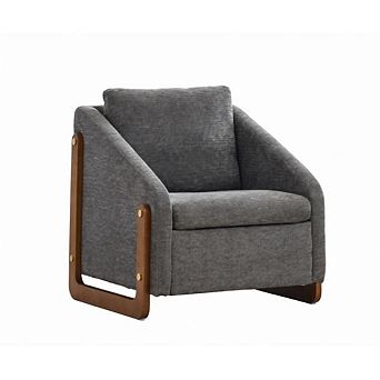 GOODSILO Chenille Fabric Upholstered Armchair with Wooden Side Frame Accent Leisure Chair