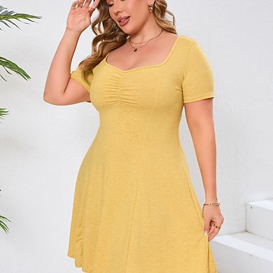 Women's Plus Size Short Sleeve Sweetheart A Line Dress
