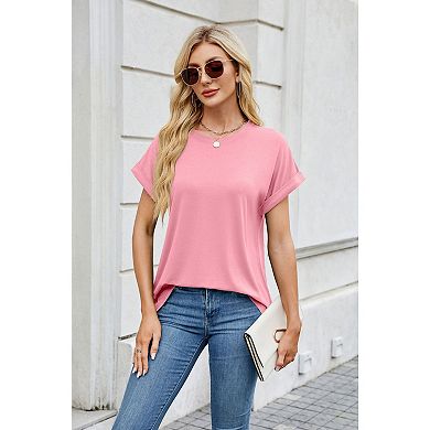 Women Casual T-Shirt Short Sleeve Tops Crew Neck Summer Outfits Basic Tee