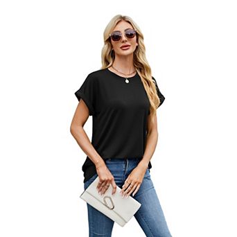 Women Casual T-Shirt Short Sleeve Tops Crew Neck Summer Outfits Basic Tee