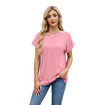 Women Casual T-Shirt Short Sleeve Tops Crew Neck Summer Outfits Basic Tee