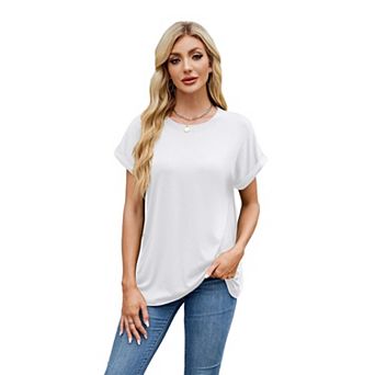 Women Casual T-Shirt Short Sleeve Tops Crew Neck Summer Outfits Basic Tee