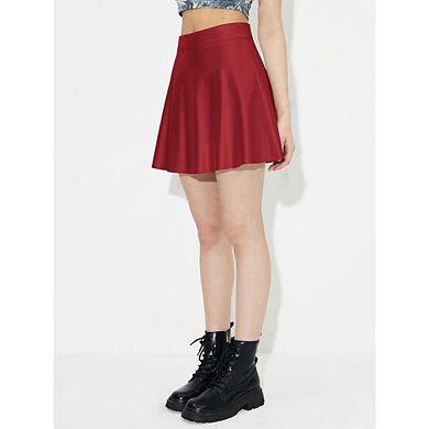 Women's Slimming High-Waisted Skirt PU Leather Hip-Length Pleated Skirt Solid Ruffle Skirts