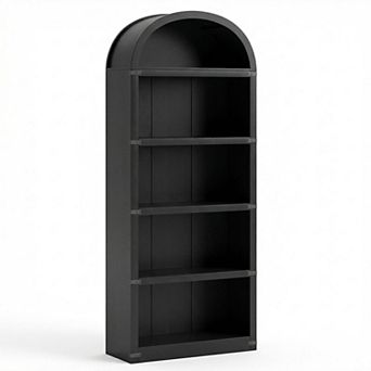 Arched Bookcase with 5-Shelf, Farmhouse Bookshelves, Display Storage Rack for Living Room, Office