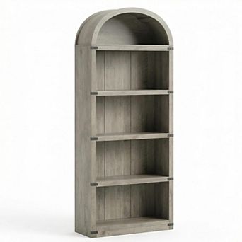 Arched Bookcase with 5-Shelf, Farmhouse Bookshelves, Display Storage Rack for Living Room, Office
