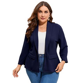 Blazers for Plus Size Women One Button Long Sleeve Business Jacket