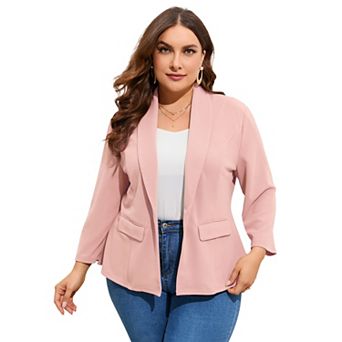 Blazers for Plus Size Women One Button Long Sleeve Business Jacket