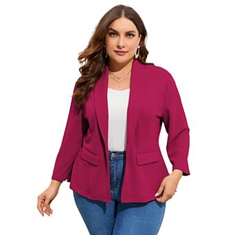 Blazers for Plus Size Women One Button Long Sleeve Business Jacket