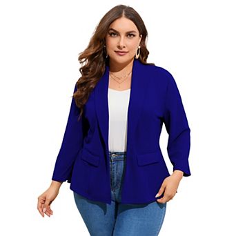Blazers for Plus Size Women One Button Long Sleeve Business Jacket
