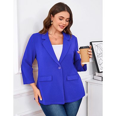 Blazers for Plus Size Women One Button Long Sleeve Business Jacket