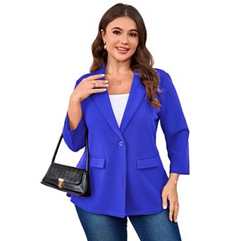 Blazers for Plus Size Women One Button Long Sleeve Business Jacket