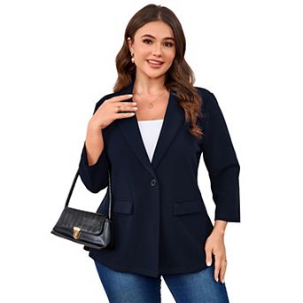 Blazers for Plus Size Women One Button Long Sleeve Business Jacket