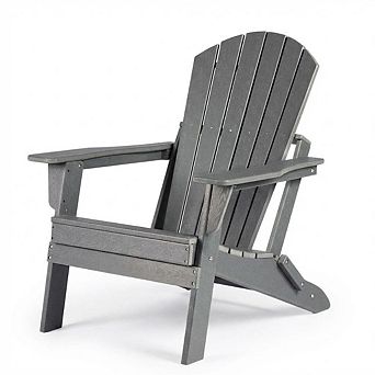 Oversized Folding Adirondack Chair, HDPE Weather-Resistant Outdoor Chair for Patio, Porch