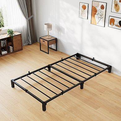 Heavy Duty Black Metal Bed Frame, Low Profile Platform Bed with Sturdy Mattress Foundation