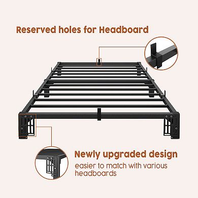 Heavy Duty Black Metal Bed Frame, Low Profile Platform Bed with Sturdy Mattress Foundation
