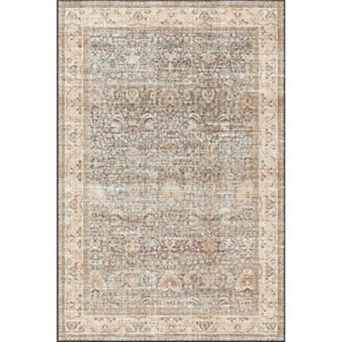 Washable Area Rug,Modern Non Slip Distressed Large Rug for Living Room,Stain Resistant Vintage Print