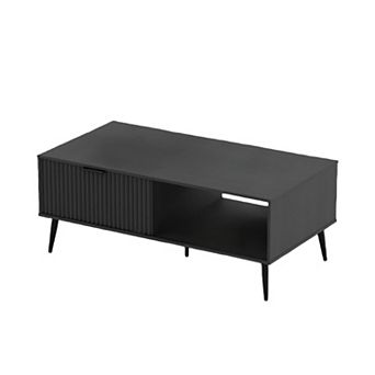 41.34 in 2 tier Modern Coffee Table, Wooden Rectangle Coffee Table